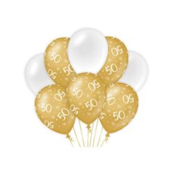 Ballonnen Goud/Wit 50 - Van En Voor Oma