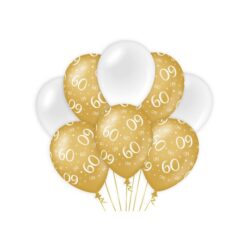 Ballonnen Goud/Wit - Cijfer 60 - Van En Voor Oma