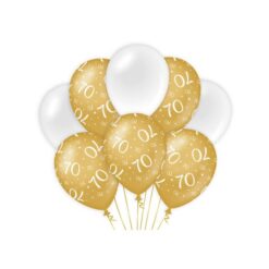 Ballonnen Goud/Wit Cijfer 70 - Van En Voor Oma